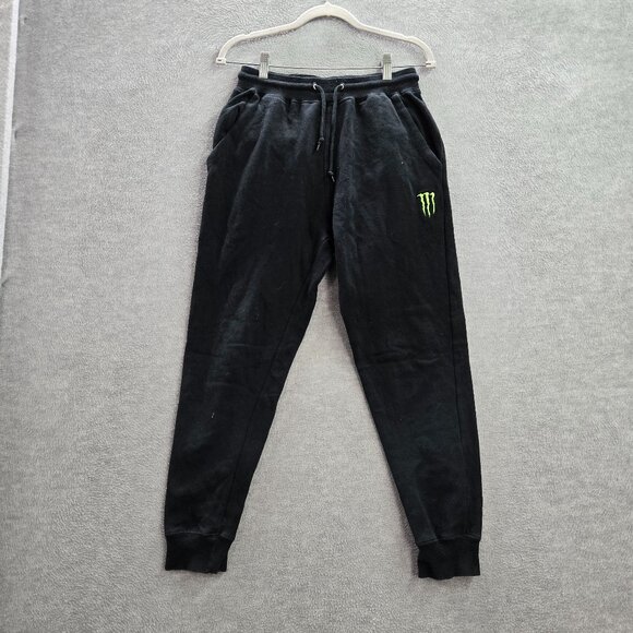 Monster Men Activewear Pants XS Black Jogger Logo Embroidered Motocross‎ Skater - Picture 1 of 11